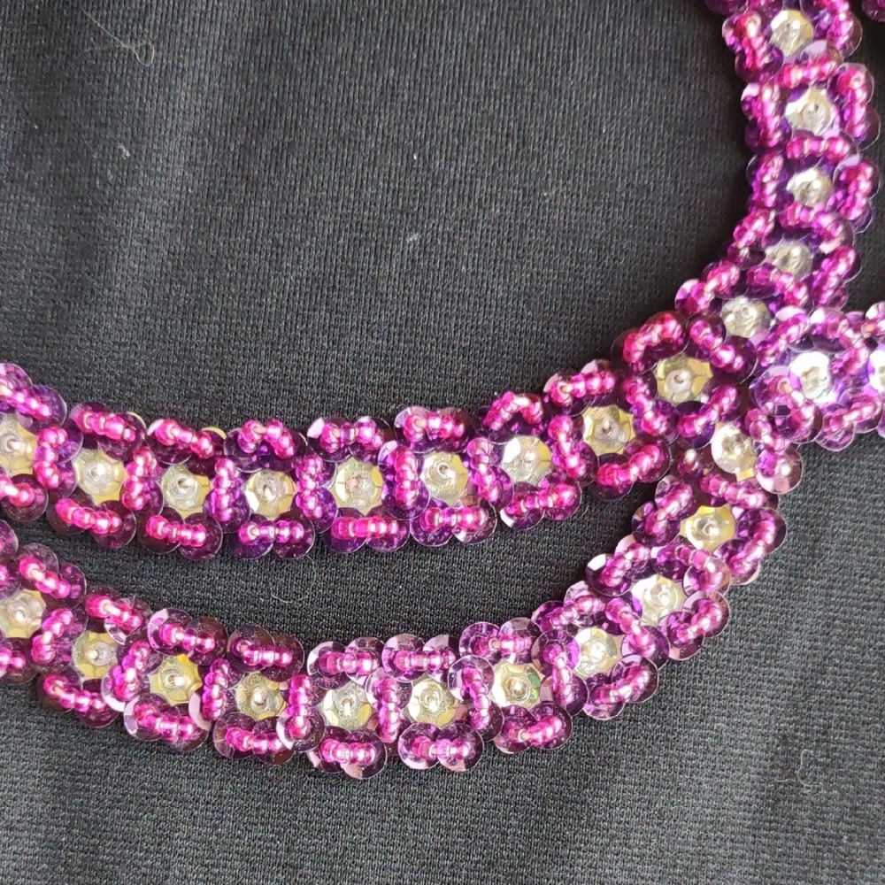 Elegant Handmade Purple Beaded Necklace - Picture 3 of 7